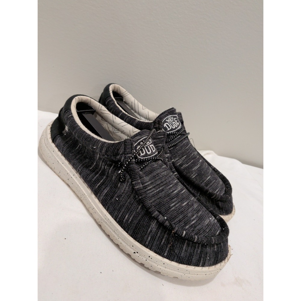 Hey Dude Wally Youth Stretch Slip-On Shoes Black Boys Size YT6